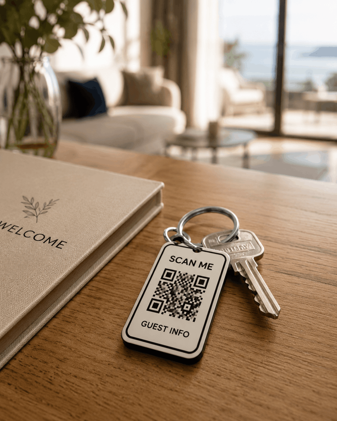 3D printani QR privjesak za ključeve s vodičem za goste u apartmanu