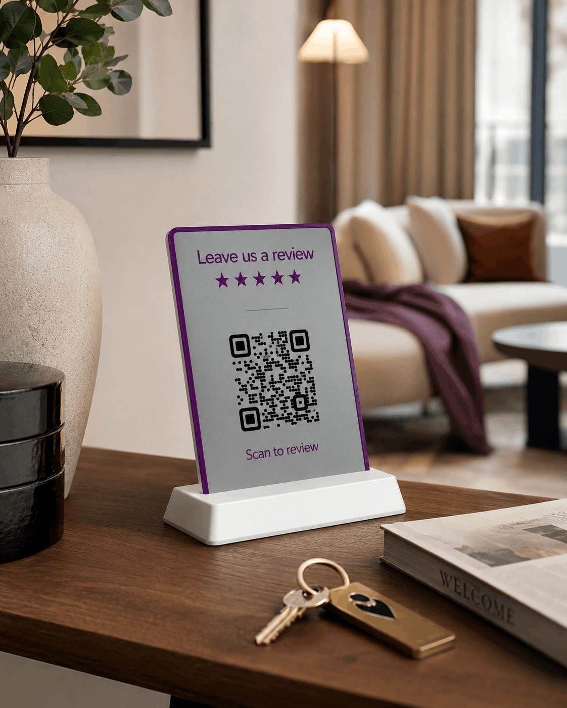 3D printana QR pločica za recenzije u dnevnom boravku